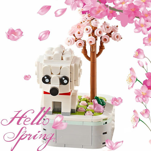 Dog Building Decoration Set Flower Bouquet Blocks- Mini Blocks Arts and Crafts for Kids Ages 6-12+, Home Decor Gifts for Him and Her, Adults(217 P...