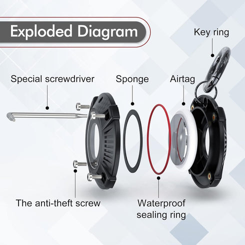 Waterproof Airtag Holder Keychain Case,HonShoop Screw Full Cover Protective Air Tag Compatible for Apple AirTag Key Ring (Black B 4 Pack)...