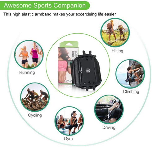 Wristband Phone Holder,HCcolo 360°Rotatable Universal Sports Wristband for iPhone X/8 Plus/8/7/6s,Galaxy S9 Plus/S9/S8 & Other 4”-6.5”Smartphone,R...