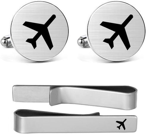 Airplane Plane Cufflink Tie Clip Engraved Wedding Birthday Anniversaty Party Groomsman Groom Gift...