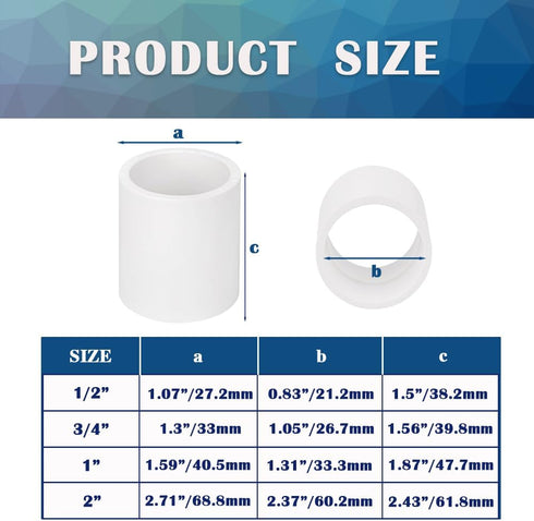 2PCS 2 Inch White PVC Pipe Coupling Adapter Pipe Fitting Couplers Socket x Socket for Sprinkler, Drip Irrigation System, Pipes Extension HE050-2...