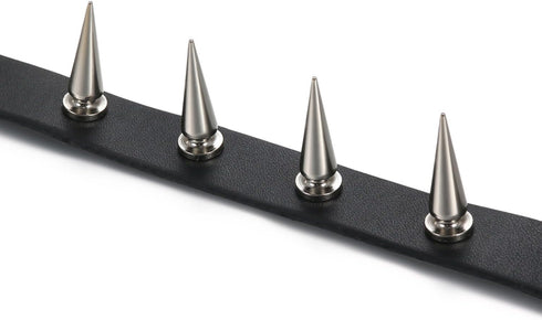 Flongo Gothic Black Rivet Leather Spiked Necklace Neckband Choker, Unisex Spike Studded Punk Rock Biker Wide Strap Leather Collar Necklace, Rivets...