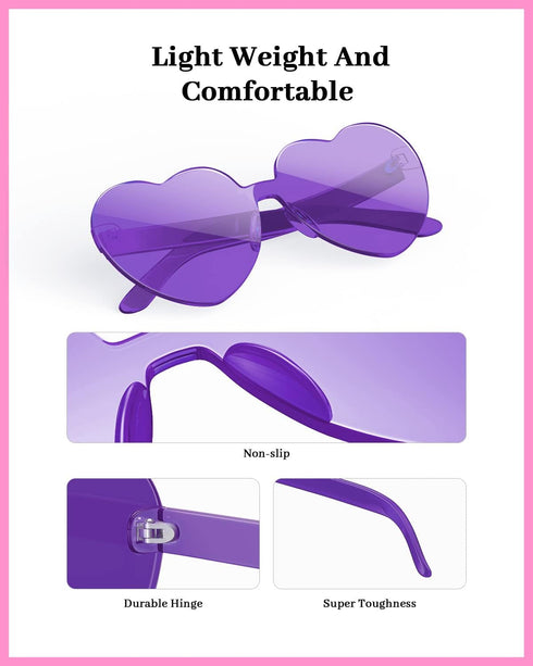Gaiatop Heart Sunglasses for Women Candy Color Transparent Rimless Heart Glasses for Girls Cute Heart Shaped Sunglasses...