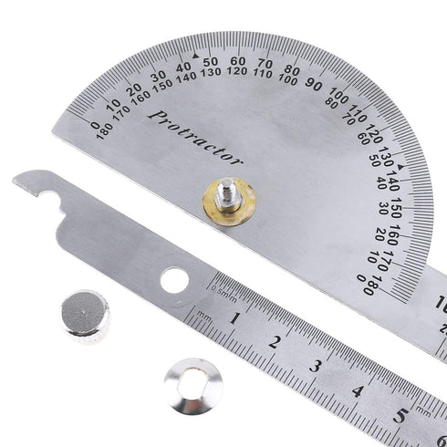 Angle Protractor Angle Finder Ruler 0-180 Degrees Stainless Steel Protractor Swing Arm Adjustable Screw Woodworking Ruler Angle Measure Tool for E...