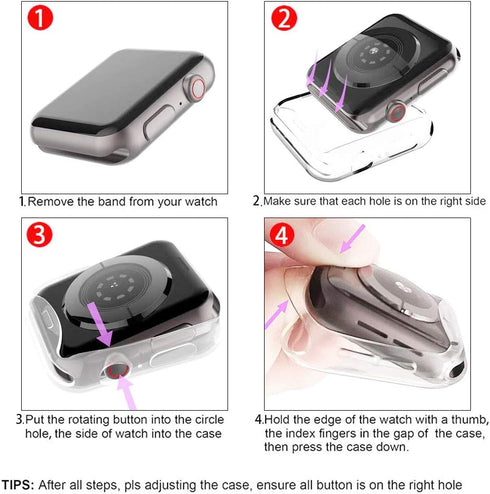 HANKN 4 Pack Case Compatible with Apple Watch Series 9 8 7 - 45mm Screen Protector Case, Soft TPU Full Coverage Plated Shockproof Smartwatch iWatc...