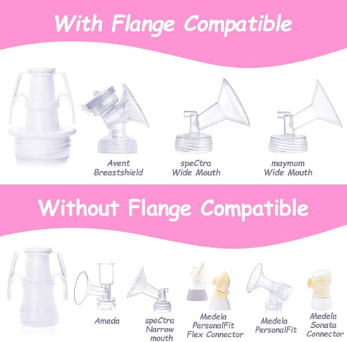 BABORUI Breastmilk Storage Set, 2Pcs Breastmilk Storage Bag Adapters with 20Pcs Milk Storage Bags for Fridge or Freezer, BPA Free Breastfeeding Es...