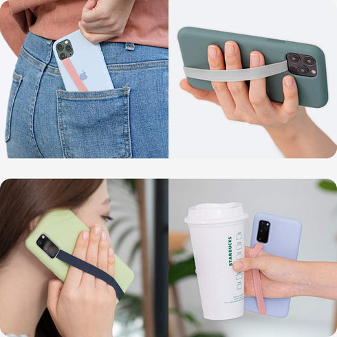 Sinjimoru Stretchable Silicone Phone Strap, Flexible and Elastic Grip Holder for iPhone & Android, Secure Phone Loops Finger Grip with Wireless Ch...