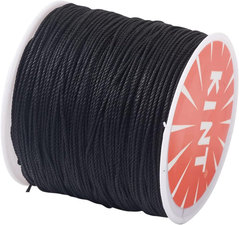 119 Yards 0.5mm Waxed Polyester Cord Black Thick Beading Braided Thread Bracelet Necklace Macrame String Wire for Jewelry Making Crafting Supplies...