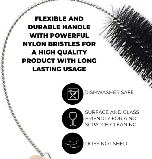 Flexible Drain Cleaner Brush (72" Long) for Clogs, Drains, Bottles, Pipes, Bathtub, Shower, Kitchen and Bathroom Sink, Heavy-Duty Double Ended Nyl...