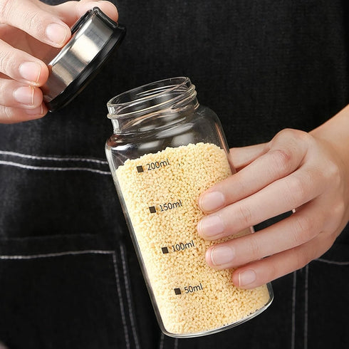 7 oz Salt Pepper Shakers with Adjustable Outlet Holes Clear Glass Shaker Bottles Spice Seasoning Cans for Kitchen Decor and Home Restaurant BBQ Ca...