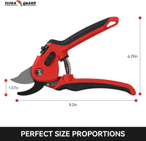 Flora Guard Garden Shears 8.2" Bypass Pruning Shears, Professional Ultra Sharp Sk5 Steel Garden Clippers, Rubber Handle Heavy Duty Plant Cutting S...