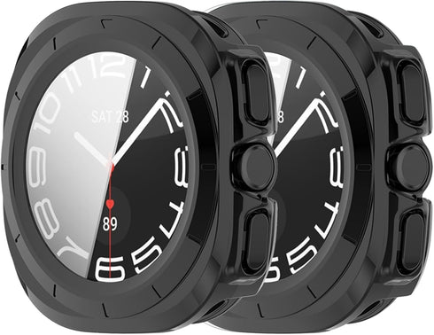 E ECSEM Waterproof Hard Case with Tempered Glass Compatible for Samsung Galaxy Watch 7 Ultra, Ultra-Thin Tough Cover for Galaxy Watch 7 Ultra Scre...