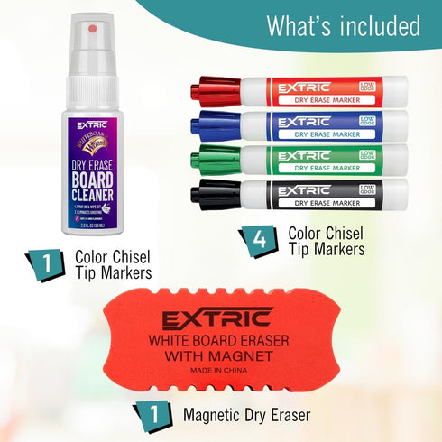 Dry Erase Markers Set, Chisel Tip Dry Erase Marker, Whiteboard Markers, Dry Erase Eraser and Whiteboard Cleaner, Dry Erase Markers with Eraser Bun...