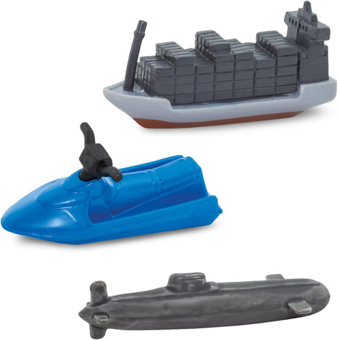 Safari Ltd. In the Water TOOB - Figurines of Jet Ski, Raft, Submarine, Motorboat, Windsurfer, Battleship, Cruise, Steam, Sail, Tug, Cargo Boat - E...