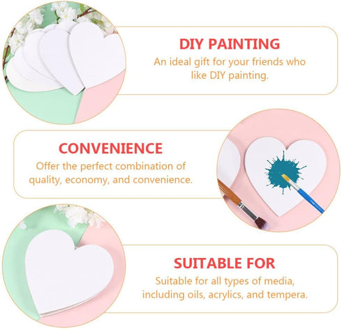 Healifty 6pcs Oil Painting Board Heart- Shaped Stretched Canvas Painting Canvas Panels Canvas Panels for Acrylic Painting Canvas Boards Artist Bla...