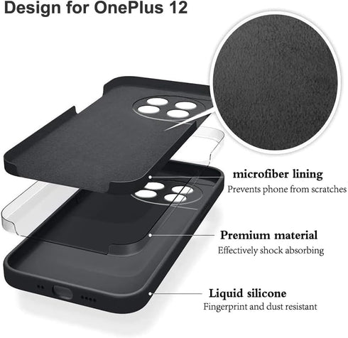 for OnePlus 12 Case, Built-in Strong Magnetic Compatible with MagSafe, Soft Silicone with Microfiber Lining Shockproof Phone Protection Cover Slim...