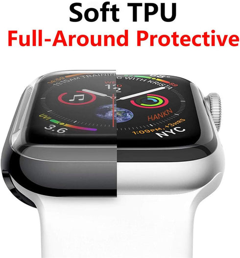 HANKN 4 Pack Case Compatible with Apple Watch Series 9 8 7 - 45mm Screen Protector Case, Soft TPU Full Coverage Plated Shockproof Smartwatch iWatc...