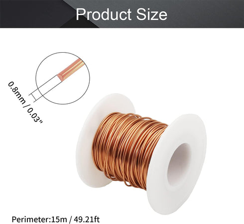 Fielect 20 AWG Magnet Wire 0.8mm/0.0314" Dia Magnet Wire Enameled Copper Wire Winding Coil Wire 49.2Ft Length Temperature Rating 155? Widely Used ...