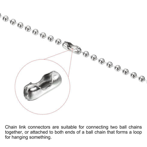 MECCANIXITY Ball Chain Connector Clasps, Stainless Steel Replacement Cord Connector Fit for 1.5/2/2.4/3.2/4mm Beaded Ball Chain, Silver Pack of 10...