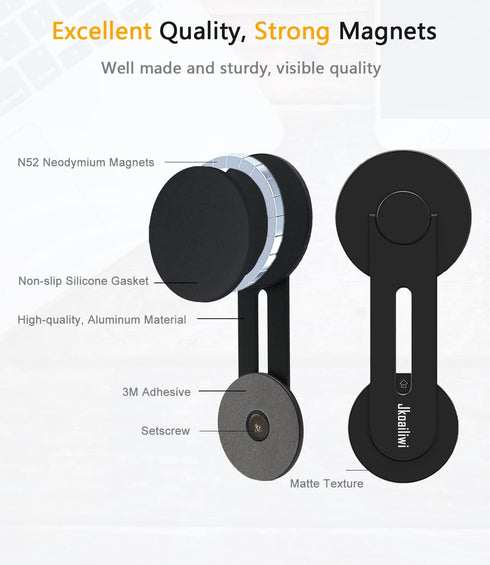 180° Adjustable & Flip Continuity Camera Monitor Mount, Dual Screen Magnetic Phone Holder for Laptop, Slim MacBook Webcam Mount Compatible with Ma...