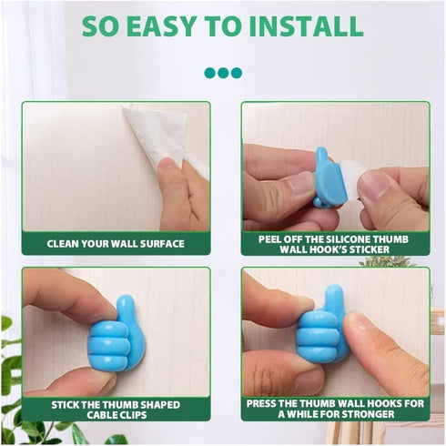 Self-Adhesive Thumb Hooks, 16pcs Creative Silicone Thumb Wall Hooks Key Toothbrush Thumb Hook Holder for Data Cable Headphones Home Office Wall St...