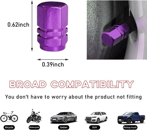 12 PCS Car Tire Valve Stem Caps, Leakproof Tire Air Cap with O Rubber Seal, Aluminium Wheel Valve Dust Cover for SUV Truck Motorcycle Bike, Univer...