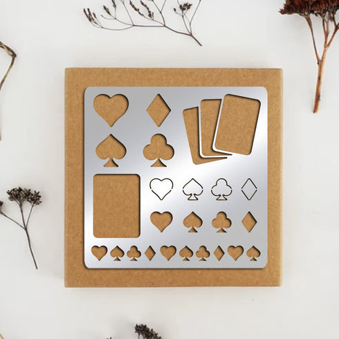 FINGERINSPIRE Playing Cards Metal Stencils 6 Inch Square Scrapbooking Drawing Stencils Stainless Steel Heart, Spade, Club, Diamond Pattern Paintin...