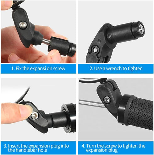 Handlebar Bike Mirror, 2pcs Bicycle Rearview Mirror with 1pcs Bike Bell, HD Safety Bike Rear View Mirror, Adjustable Handlebar Mounted Convex Mirr...
