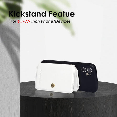 M-Plateau Phone Wallet Stick on, PU Leather Card Holder with Zipper Pocket Compatible with iPhone Case (White)...