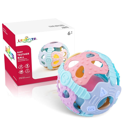 Baby Rattle Ball,Baby Teething Sensory Montessori Toys,Teething, Travle Toys for Infants Toddlers Boys Girls Baby Gifts for 6 7 8 9 10 11 12 Month...