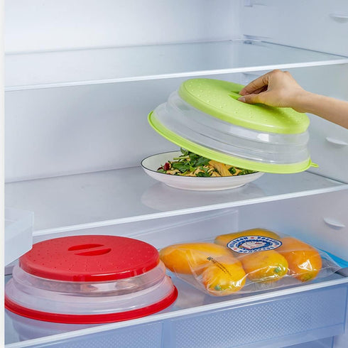 Collapsible Microwave Splatter Cover For Food With Silicone Mats, 10.5 Inch, Dishwasher-safe, Microwave Plate Cover With Steam Vent?BPA-Free Silic...