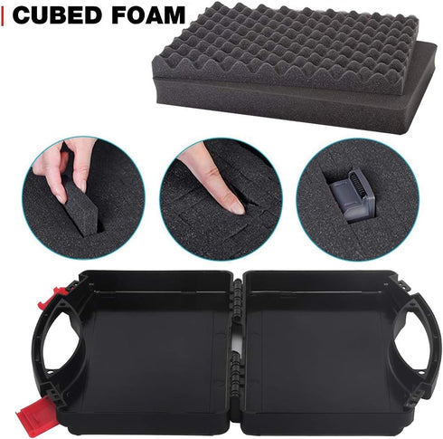 Small Hard Carrying Case with Pluck Foam Interior for iPhone, GoPro, Camera, and More- Outer Size 9.3 x 7.5 x 2 Inches, Black...