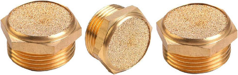 Beduan Sintered Bronze Pneumatic Exhaust Muffler, 3/8" NPT Male Air Silencer Fitting (Pack of 3)...
