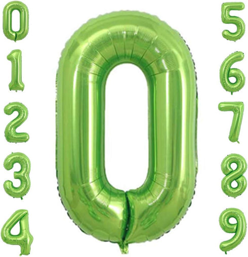 Tellpet Birthday Number Balloons, Foil Mylar Number Balloon, Green Number 0...