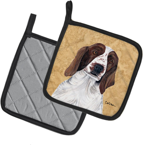 Caroline's Treasures SC9131PTHD Springer Spaniel Wipe Your Paws Pair of Pot Holders Kitchen Heat Resistant Pot Holders Sets Oven Hot Pads for Cook...