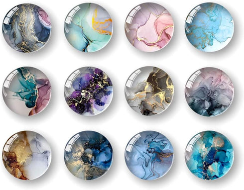 12 Pcs Glass Refrigerator Magnets, Marble Colorful Pattern Office Whiteboard Magnets, Dry Erase Board Magnets, Calendar Maps Magnets, 35mm(1.3")...