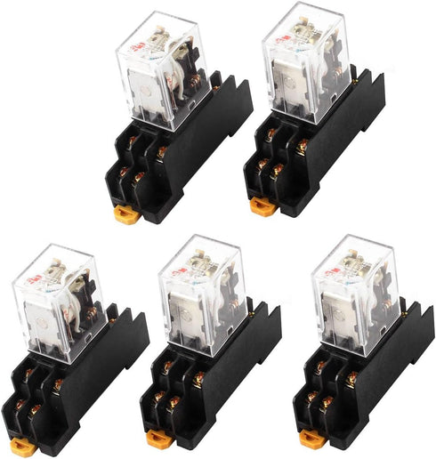 uxcell AC 24V Coil Red Light DPDT 8 Pins Power Relay 5 Pcs + Socket Base...