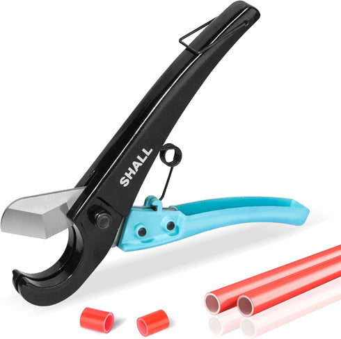 SHALL PEX Pipe Cutter, Cuts up to 1-3/8’’, Fast Tubing Cutter for PEX, Plastic Hoses, PVC, CPVC, PP-R, PE (Thin), etc., Aluminum Alloy Pipe Cuttin...