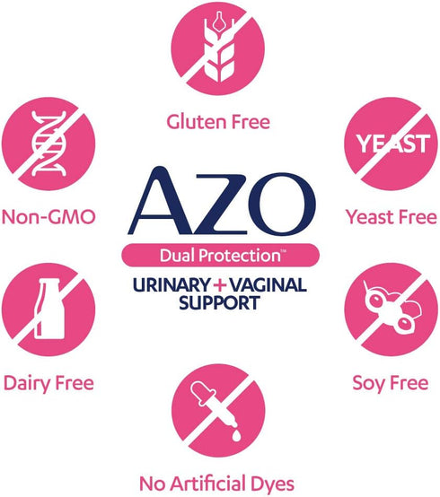 AZO Dual Protection, Urinary + Vaginal Support, Prebiotics and Probiotics for Women*, Starts Working Within 24 Hours, Non-GMO, 30 Count...