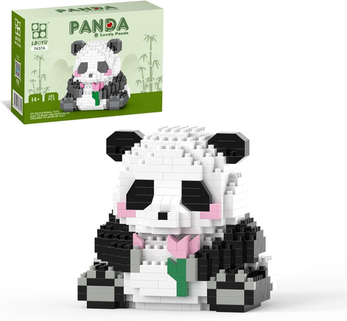 Mini Micro Blocks Panda- 487pcs, Mini Panda Building Toy-Handing Flowers, Panda Building Set for Adults, Micro Blocks Set for 12+ Boys & Girls, Bi...