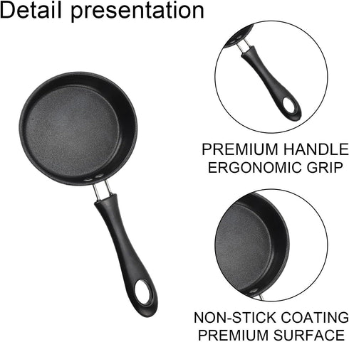 Egg Frying Pan, 4.7-Inch Single Egg Durable Small Pan with Handle, Nonstick Frying Pan With Lid Covered, Heat Resistant Small Egg Skillet Cooking ...