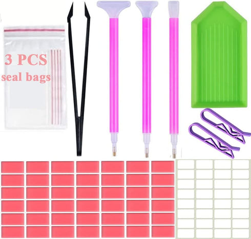 Diamond Painting Accessories & Art Tool-42 Diamond Painting Glue Clay-DIY Embroidery Wax Tacky Kit-3 Stitch Dot Paint Pen for Craft 5D Cross(64 Nu...