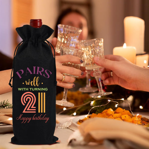 Cool 21st Birthday Gifts for Her Him Wine Bag, 21 Year Old Birthday Gifts for Her Women Men, Happy Anniversary 21st Birthday Party Decorations for...