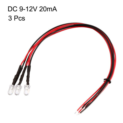 uxcell 3Pcs 5mm Pre Wired LED, Warm White DC9-12V Clear Lens, Light Emitting Diodes...
