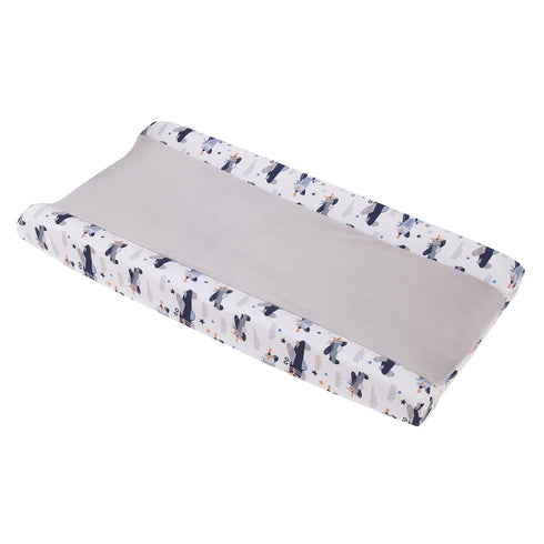 Little Love by NoJo Soar High Little One Gray, Navy, Light Blue, and White Airplanes Contoured Changing Pad Cover...