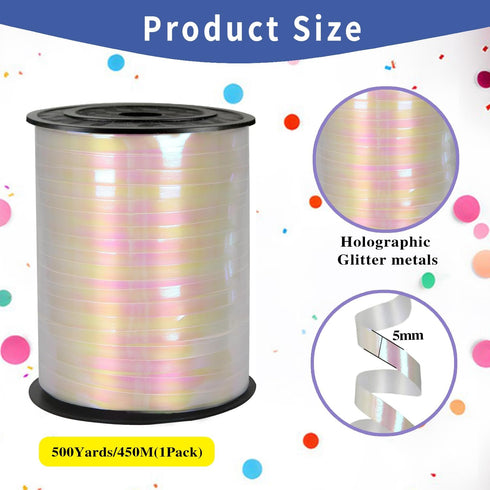 500 Yard Iridescent White Ribbon?5mm Ribbon for Wrapping?White Curling Ribbon?Curling Ribbon ?Balloon Ribbon Party Craft Decoration ?Balloon Strin...