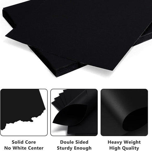 Black Cardstock 8.5 X 11,250gsm Black Construction Paper 20 Sheets Thick Blank Black Craft Paper For Invitations, DIY Arts Projects, Scrapbook Sup...