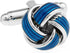 Knot Blue Pair of Cufflinks in a Presentation Gift Box & Polishing Cloth...