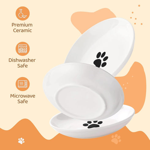 Ceramic Cat Food Plates: Cat Wet Food Bowls/Whisker Fatigue Cat Dishes & Shallow Bowls for Kittens and Small Animals1...