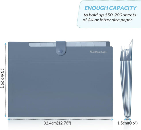 SKYDUE Expanding File Organizer with 8 Pockets, Accordion File Folders with Labels, Portable Document Paper Bill Receipt Organizer, Home College S...